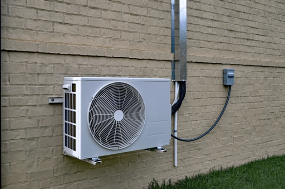 Image of mounted ductless mini split from outside