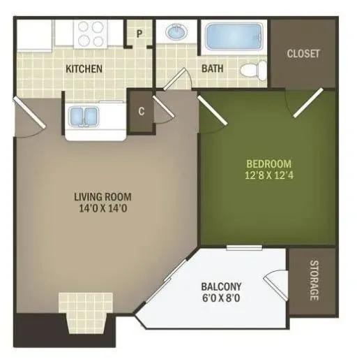 1 Bed  1 Bath shot
