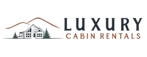 Luxury Cabin Rentals logo with a cabin silhouette and brown roof line
