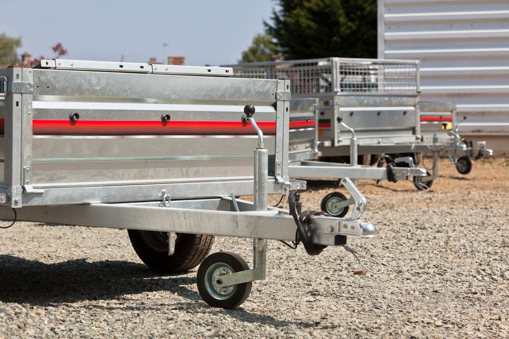 Close up view of a trailer for hire in emerald