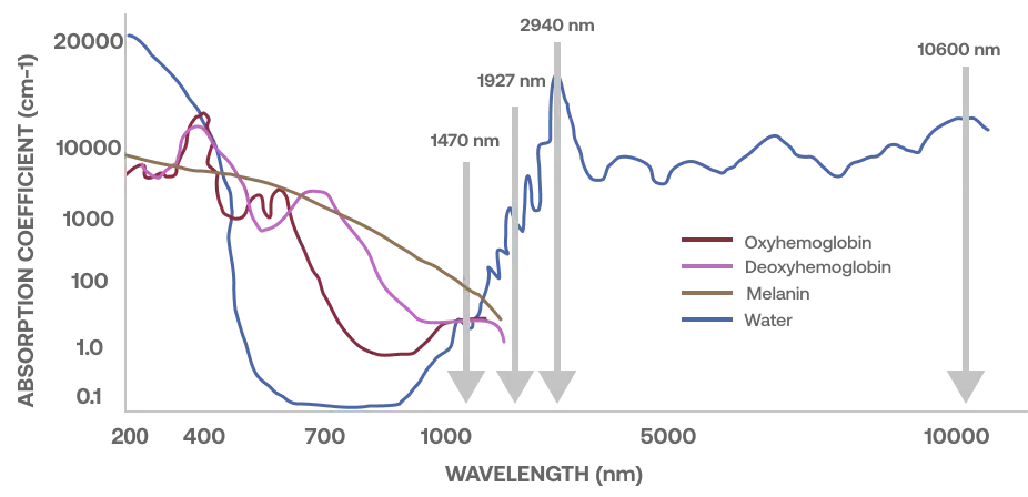 A Graph Showing The Absorption Coefficient Of Different Substances — Aura Mediclinic In Ashmore, QLD