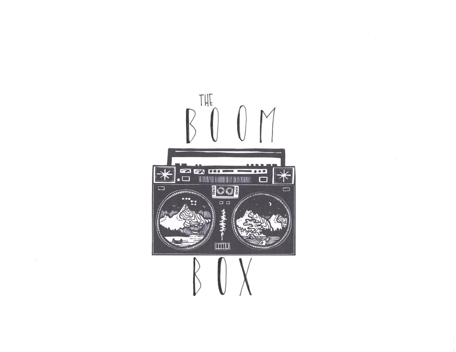Black and white boombox logo for Whistler boombox