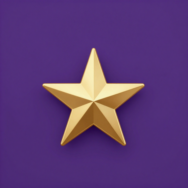 Estrella dorada de cinco puntas sobre fondo morado