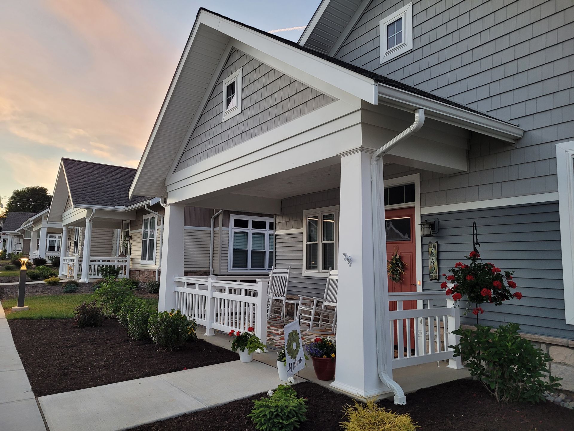 Millcreek Fence vinyl railing installation at Garden Spot Retirement Village cottages