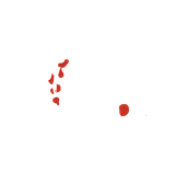 A white background with red spots on it and a red circle in the middle.