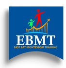 A blue logo for east bay montessori training