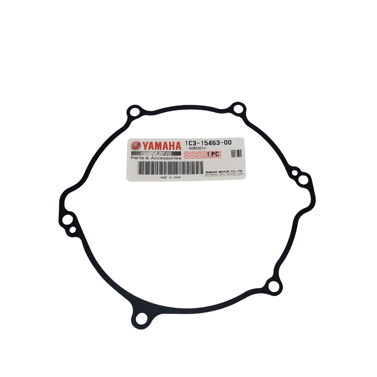Black gasket with a Yamaha parts label attached.