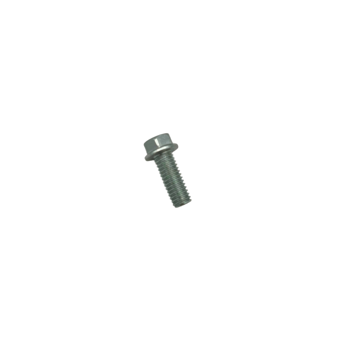 Silver bolt with a hexagonal head and threaded shaft.