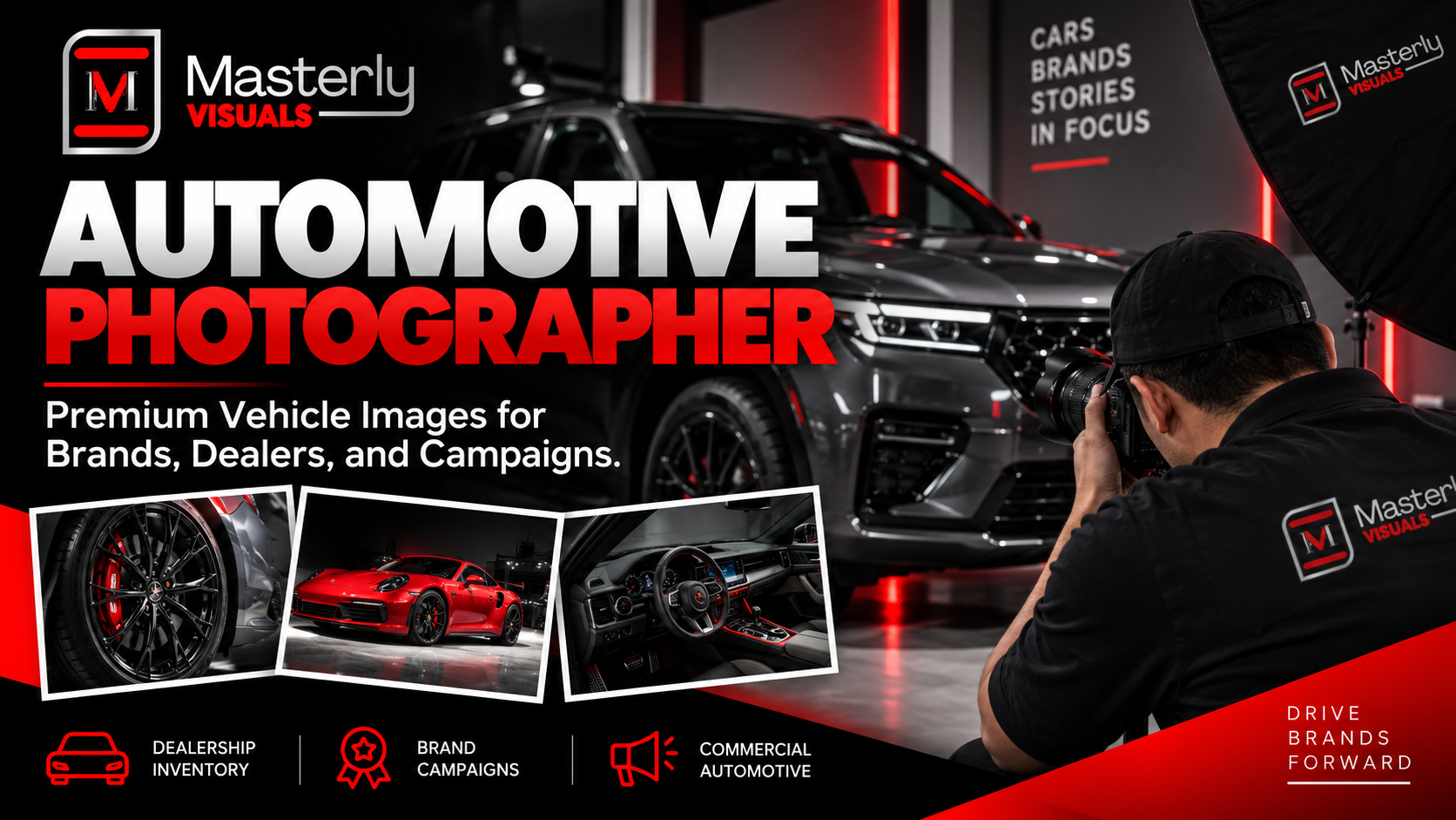 Professional automotive photographer capturing premium vehicle images.