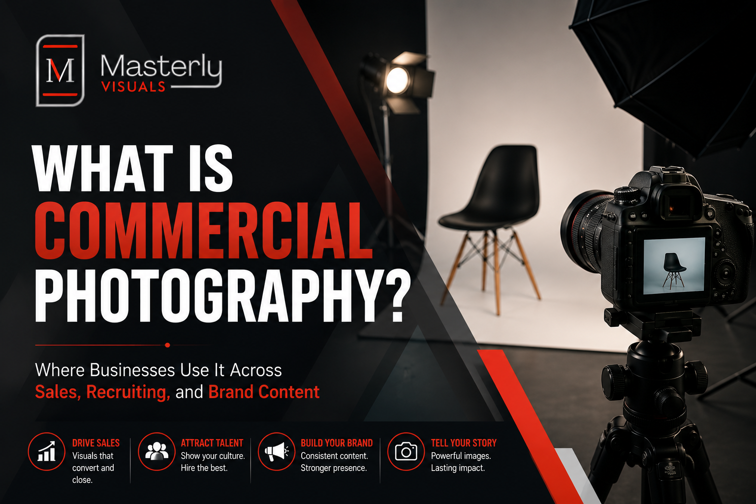 Commercial photography studio capturing professional brand imagery for business marketing.