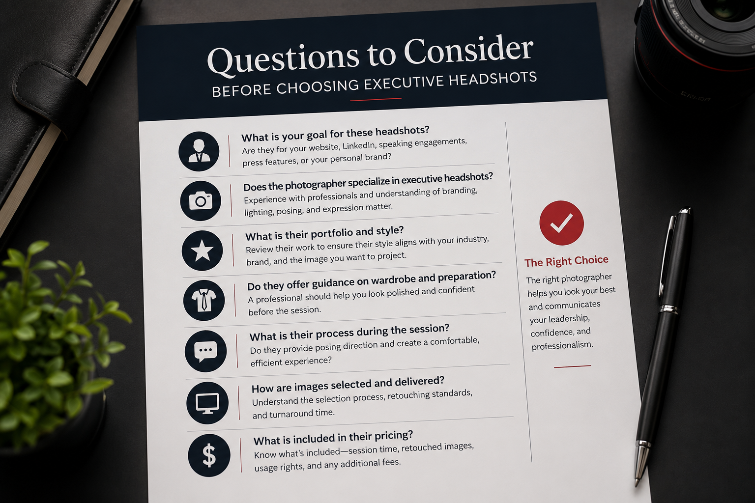 questions to consider before choosing executive headshots