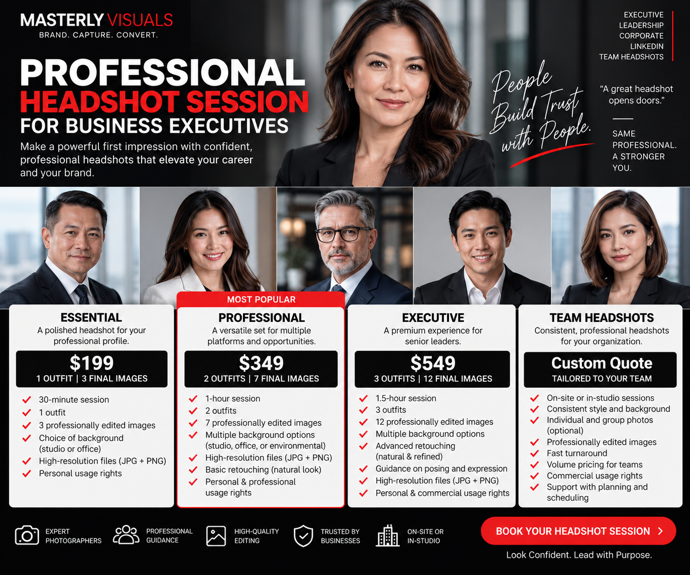 Professional headshot session for business executives