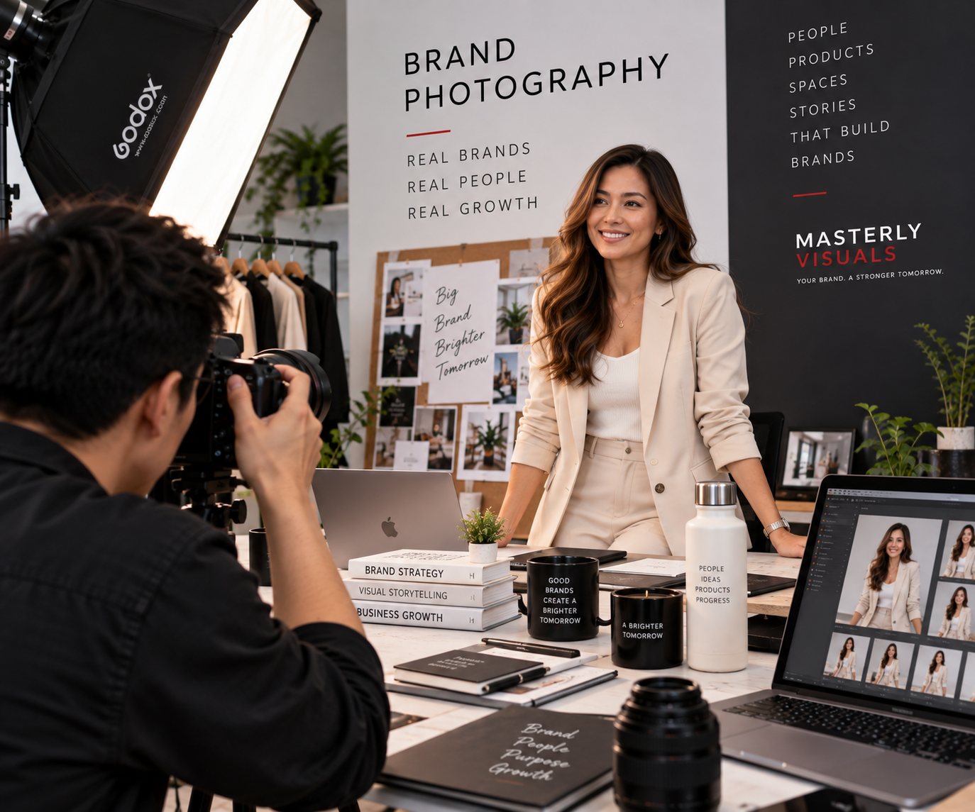 Professional brand photographer creating business branding photography for a growing company  