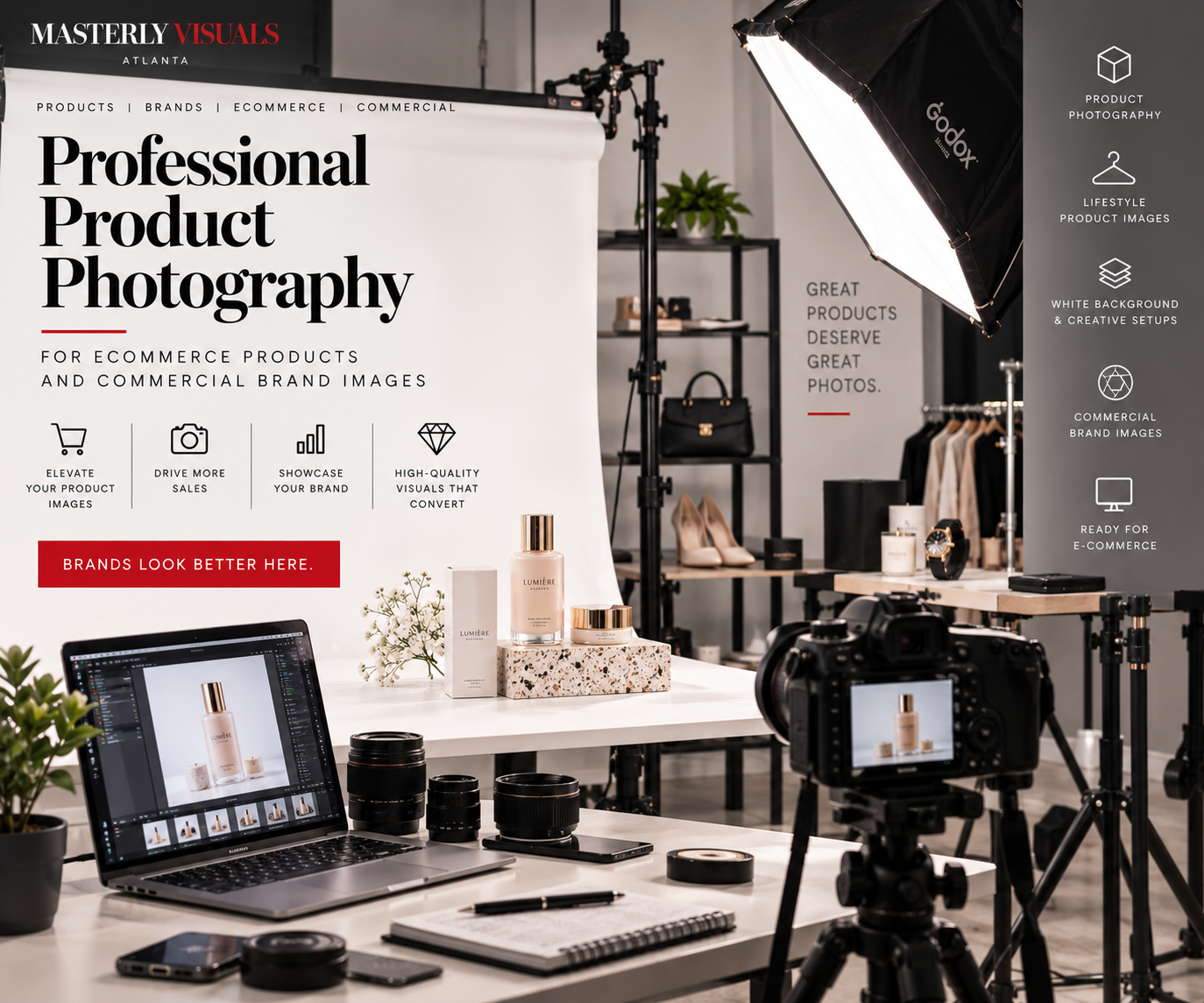 Professional product photographer creating consistent ecommerce product images for a brand