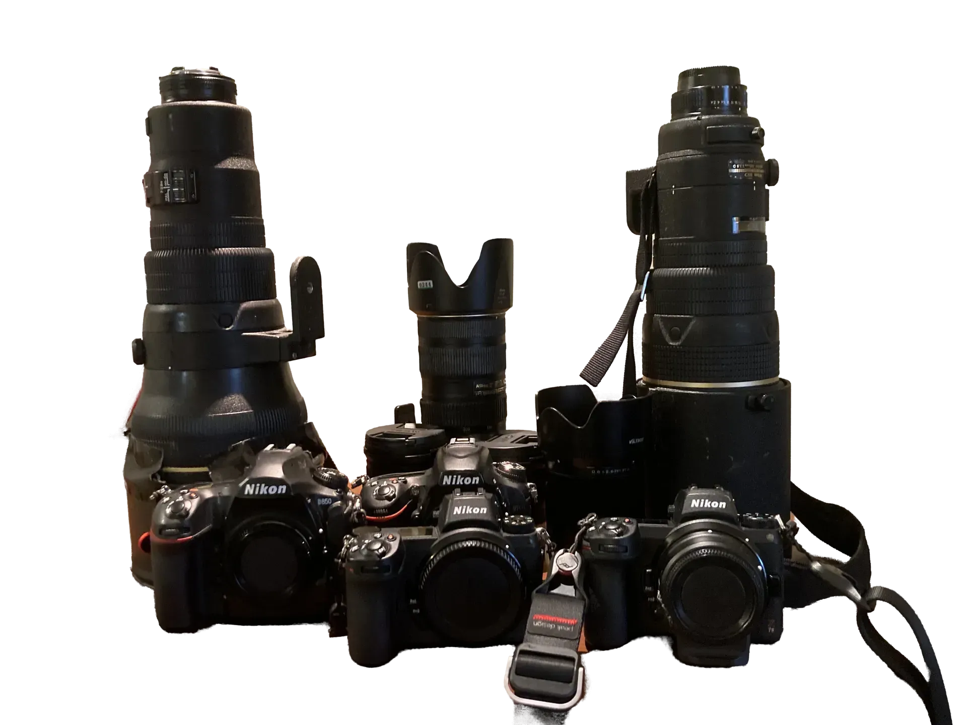 Two black cameras mounted side by side with large lenses on a plain white background