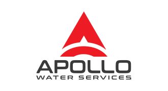 The logo for apollo water services has a red triangle on it.