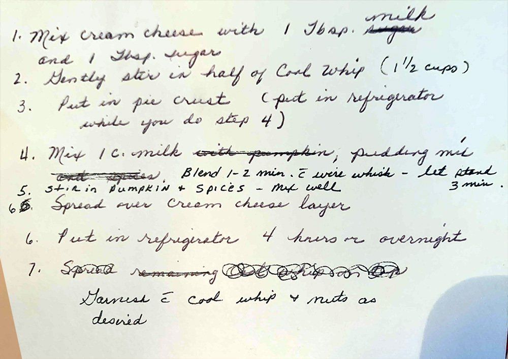 A handwritten recipe for mix cream cheese with 1 teaspoon