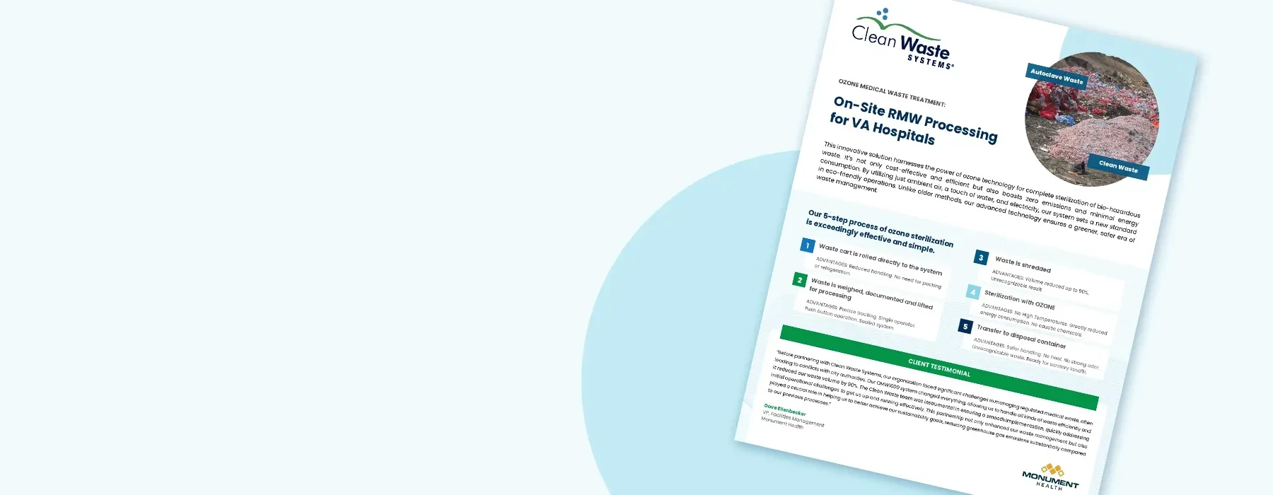 Clean Waste Systems marketing collateral designed by Dayta for their ozone medical waste treatment s