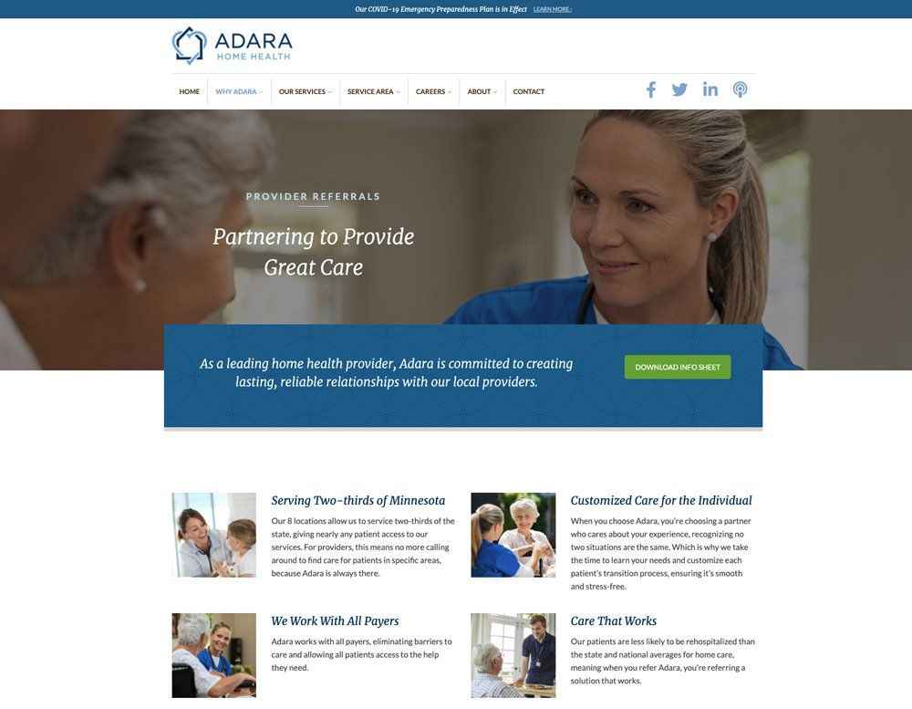 Adara Website Homepage Design