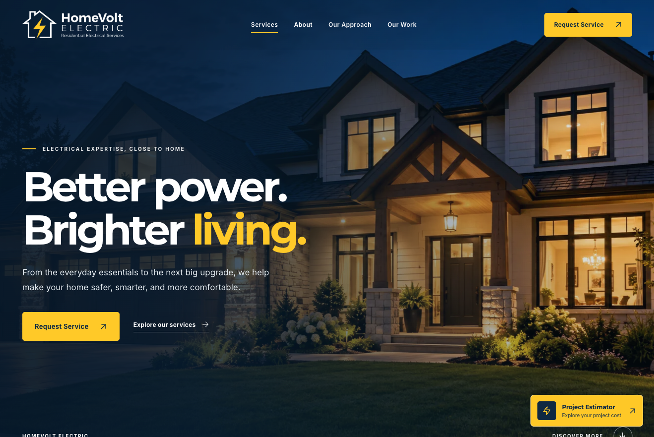 HomeVolt Electric website design preview
