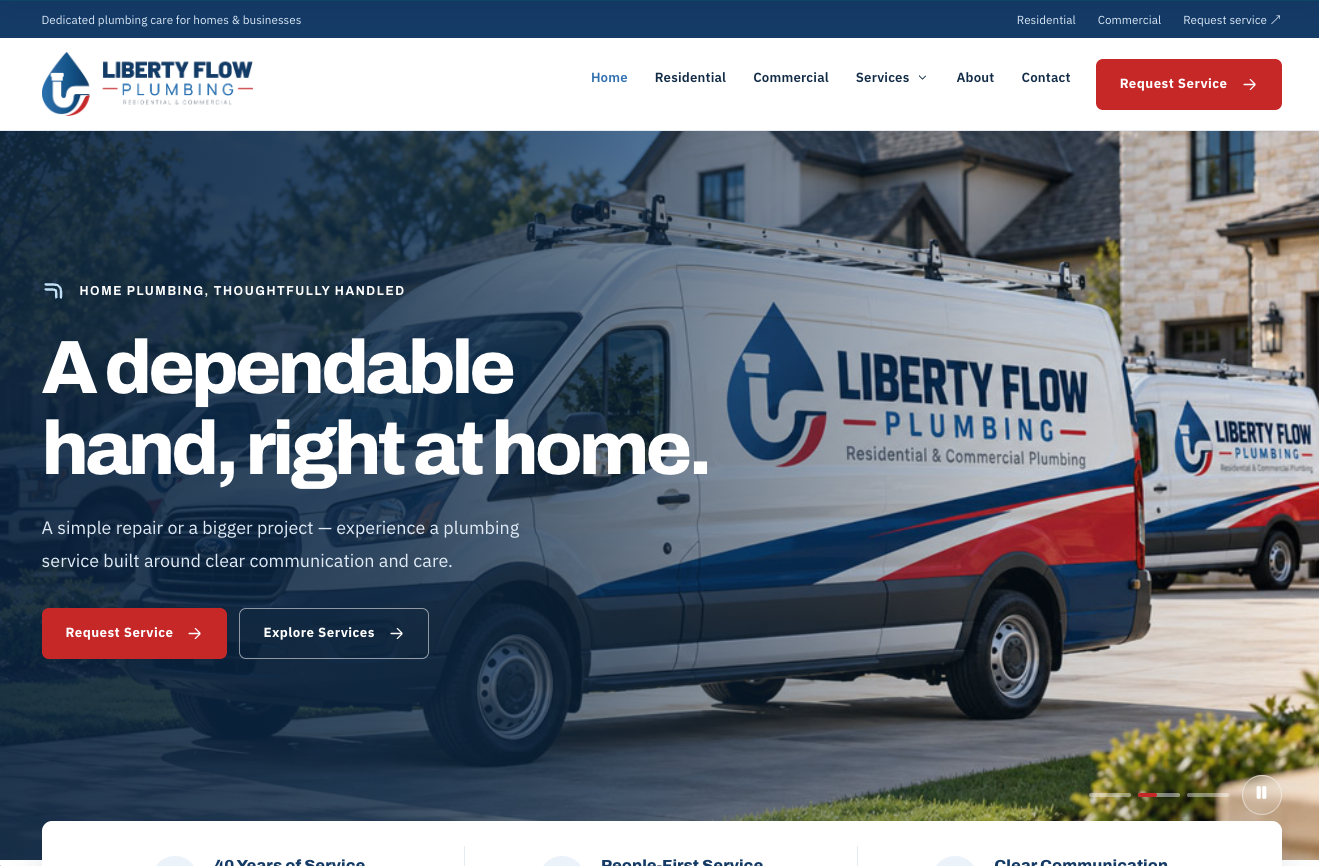 Liberty Flow Plumbing website design preview