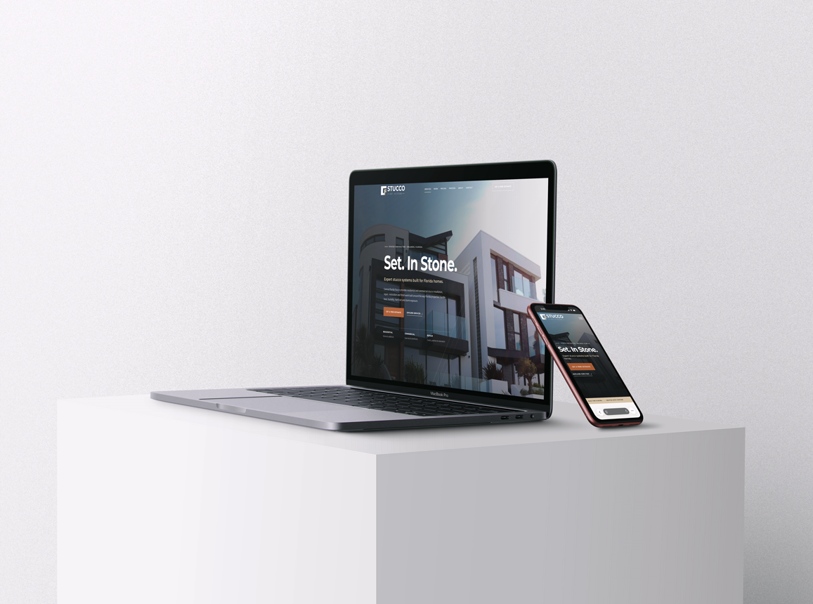 CF Stucco website displayed across desktop and mobile devices