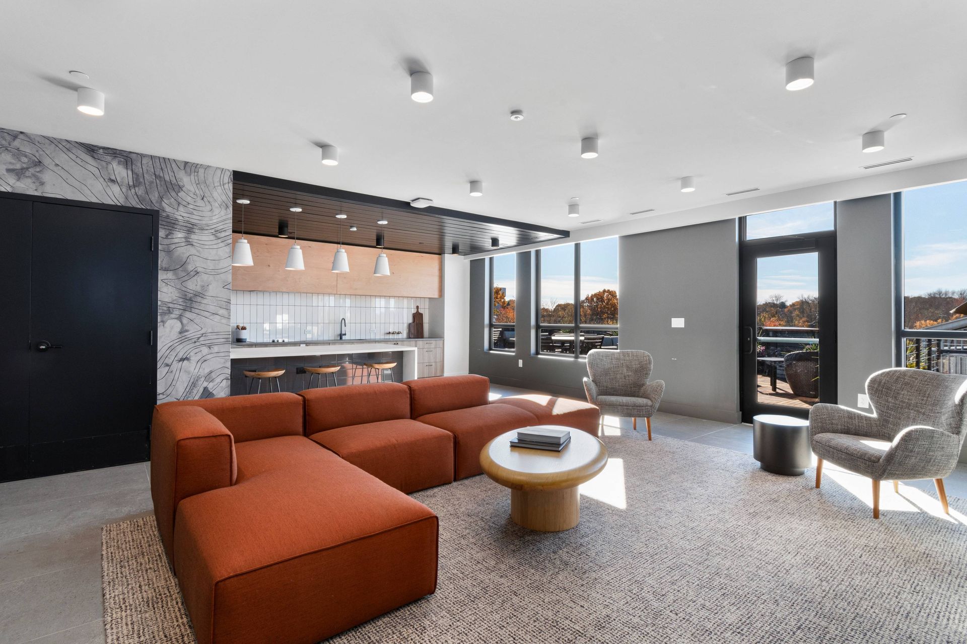 West End Yards spacious clubhouse with community ktichen.
