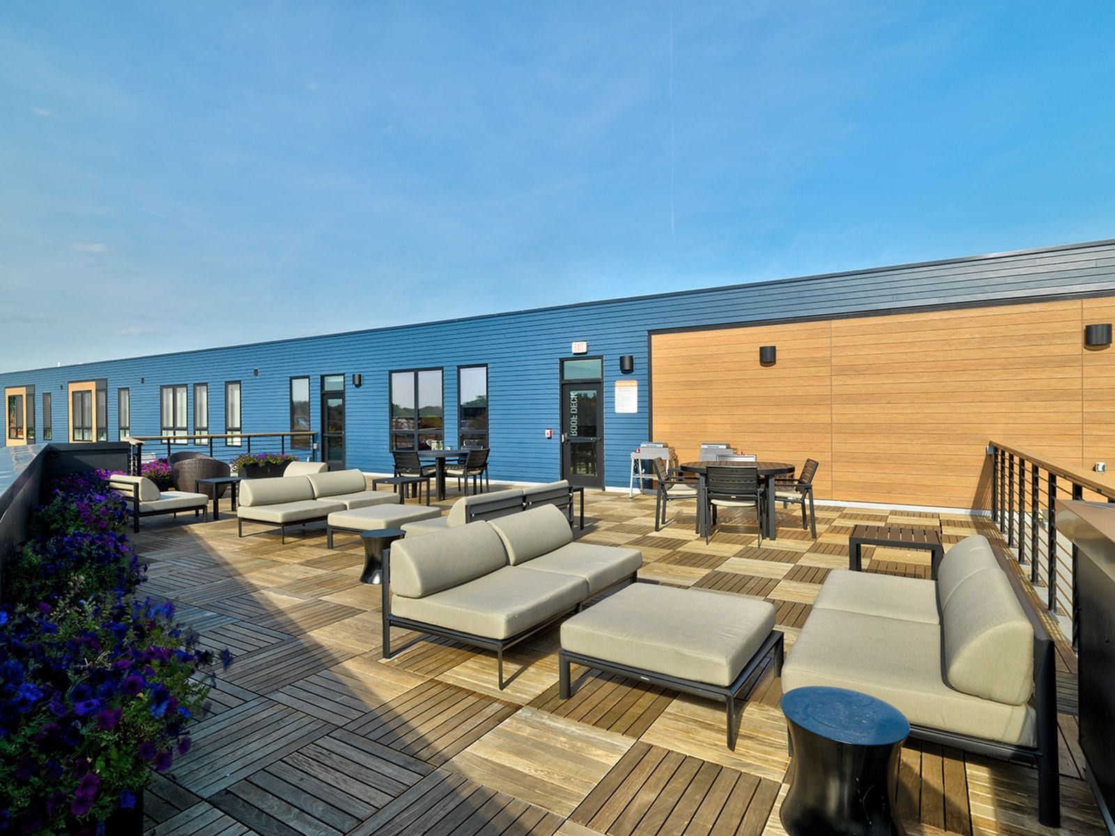 West End Yards apartment community with roof deck in Portsmouth, NH.
