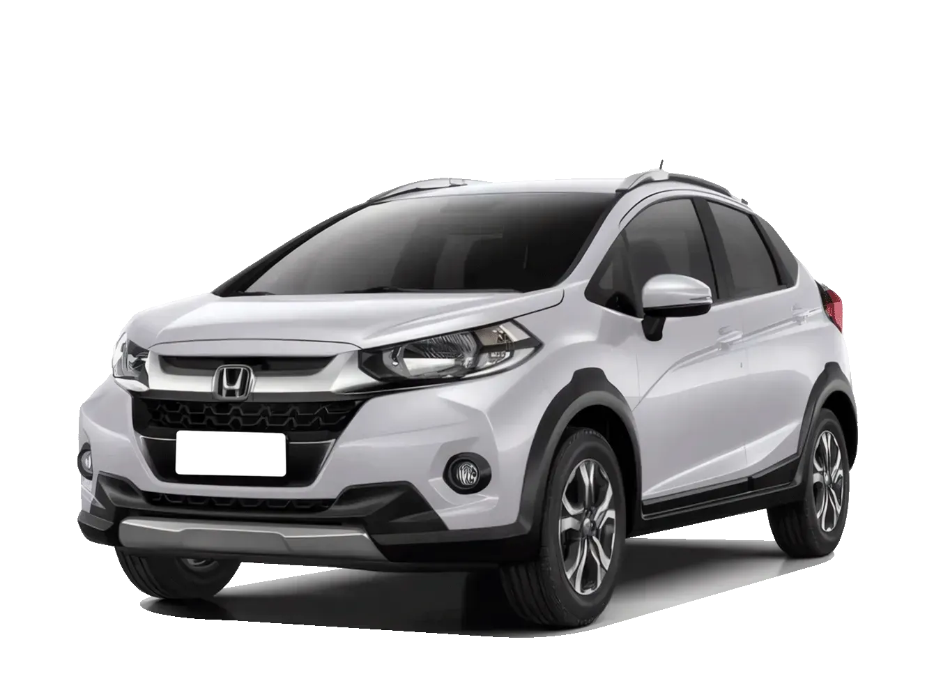 Honda Fit branca, estilo off-road, sobre um fundo branco.