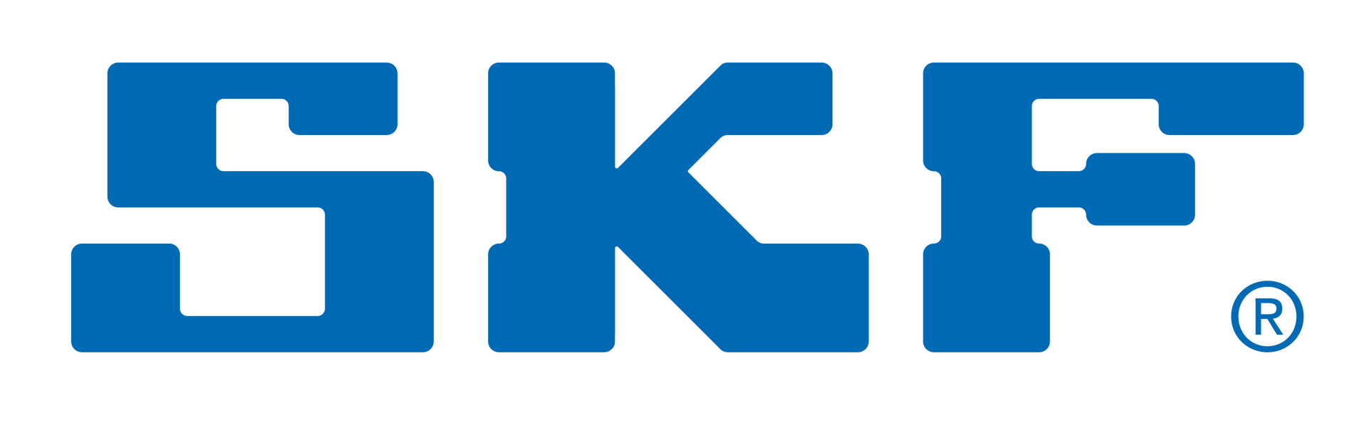 Blå SKF-logotyp på vit bakgrund
