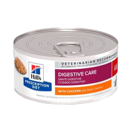 Alimento enlatado para gatos Hill's Prescription Diet i/d con pollo.