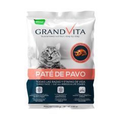 Bolsa de comida para gatos Grand Vita de paté de salmón.