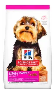 Bolsa de alimento para perros Hill's Science Diet para razas pequeñas adultas, con un Yorkshire Terrier en el frente.