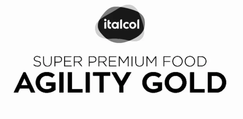 Logotipo de la marca "italcol". Texto: "Alimento Super Premium, Agility Gold".
