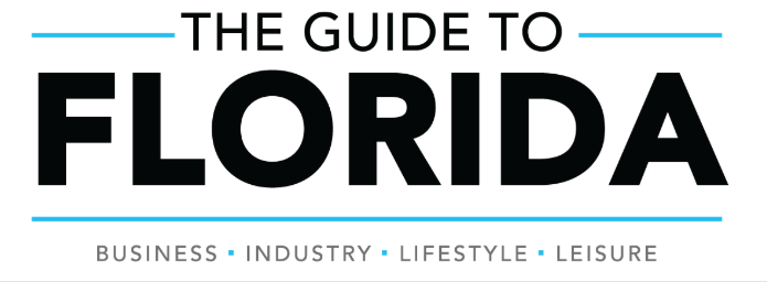 The Guide to Florida logo with black text and blue accents, plus the tagline business, industry, lifestyle, leisure