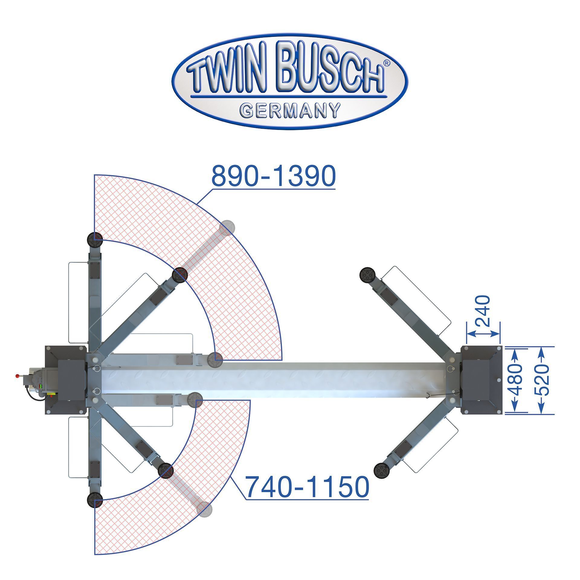 Grey Twin Busch 2 Post Lift Design
