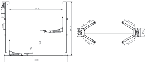 Dama HDM4200
Two Post Lift Design