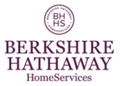 Berkshire Hathaway HomeServices logo: Purple text and a circular emblem with
