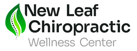 New Leaf Chiropractic Wellness Center logo with green leaf icon and black and gray text