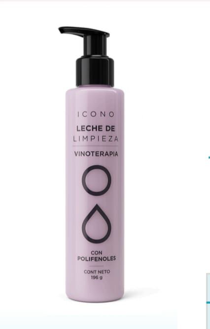 Frasco de loción limpiadora ICONO color lavanda con dosificador negro sobre fondo blanco.