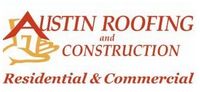 Austin Roofing and Construction logo with orange and red text, “Residential & Commercial” tagline