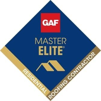 GAF Master Elite residential roofing contractor badge in blue, gold, and red