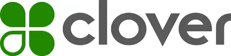 Clove logo with green four-leaf icon and gray wordmark on a white background