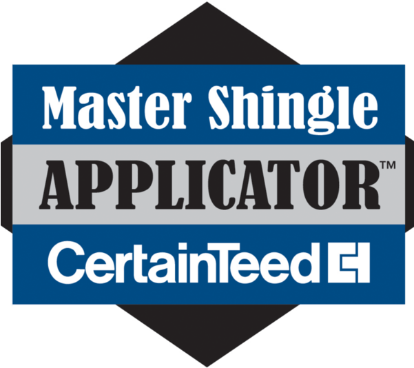Master Shingle Applicator CertainTeed logo in blue, gray, and black