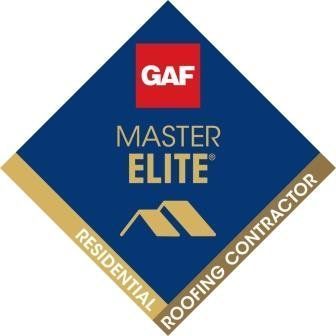 GAF Master Elite residential roofing contractor blue and gold diamond logo