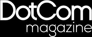 DotCom magazine logo in white text on a black background