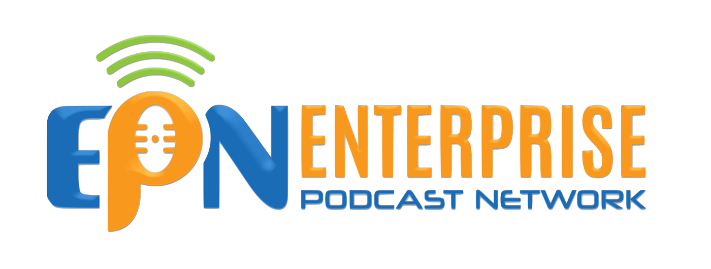 EPN Enterprise Podcast Network logo with blue and orange text and a green wireless signal icon