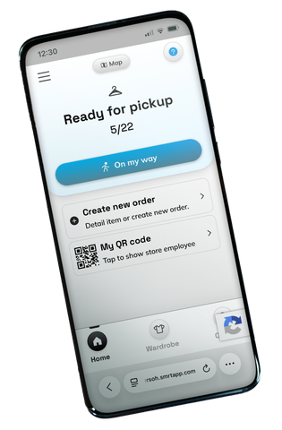 Phone showing app to create account for free delivery and easy ordering of dry cleaning and home laundry in Lancaster OH