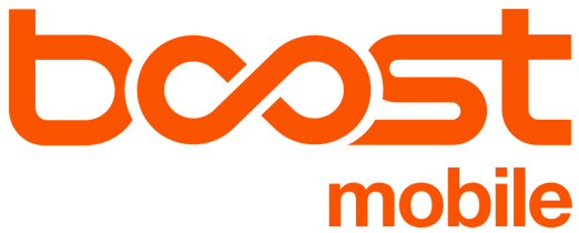 Logotipo de Boost Mobile en texto naranja y gris sobre fondo blanco.