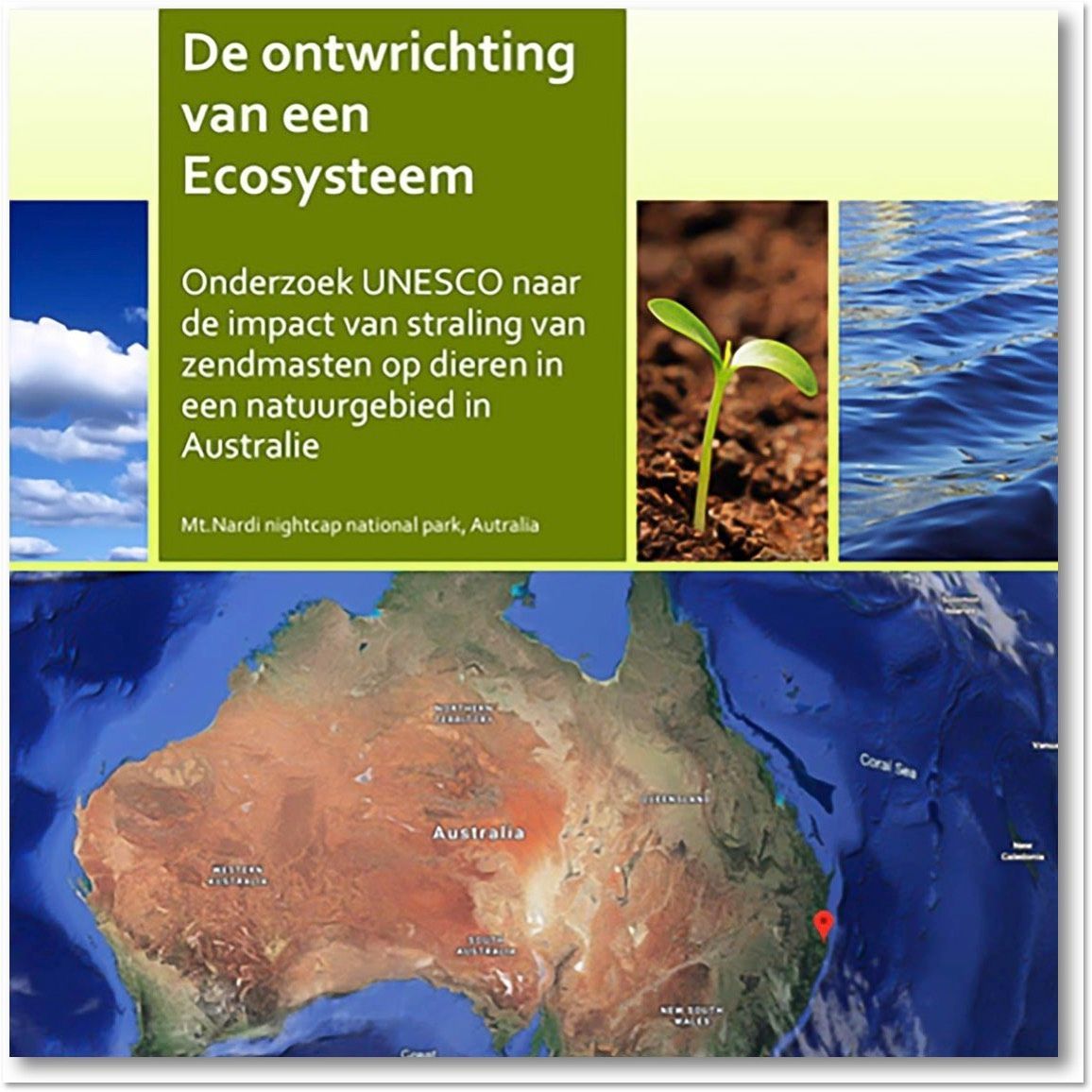 A book titled de ontwrichting van een Ecosysteem in Australië.